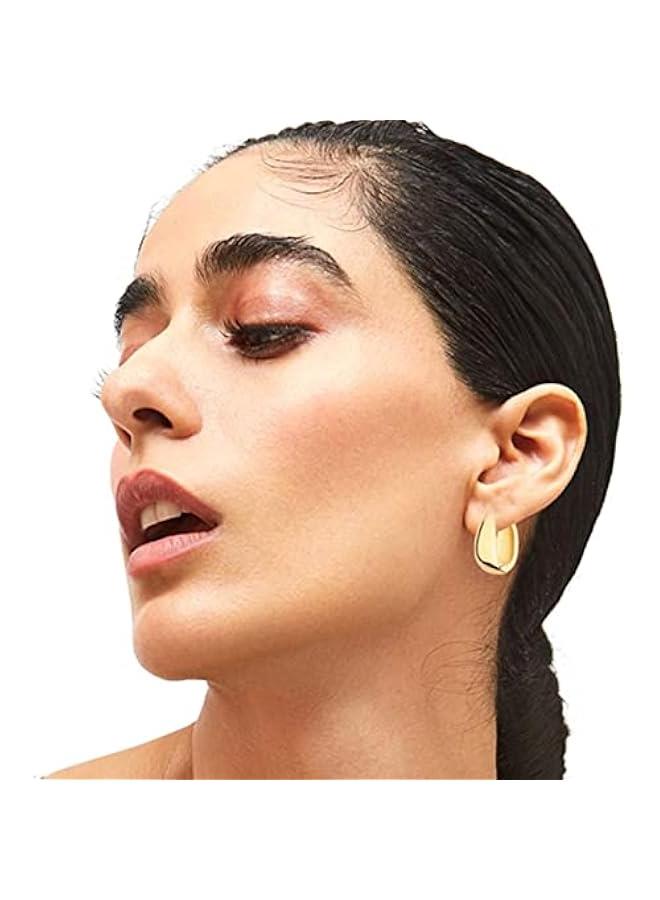 6 أزواج من أقراط هووب ذهب عيار 14 قيراط للنساء خفيفة الوزن، أقراط هووب سميكة متعددة، مجموعة أقراط هووب مفتوحة ملتوية مضادة للحساسية، مجوهرات للهدايا. - Image 3
